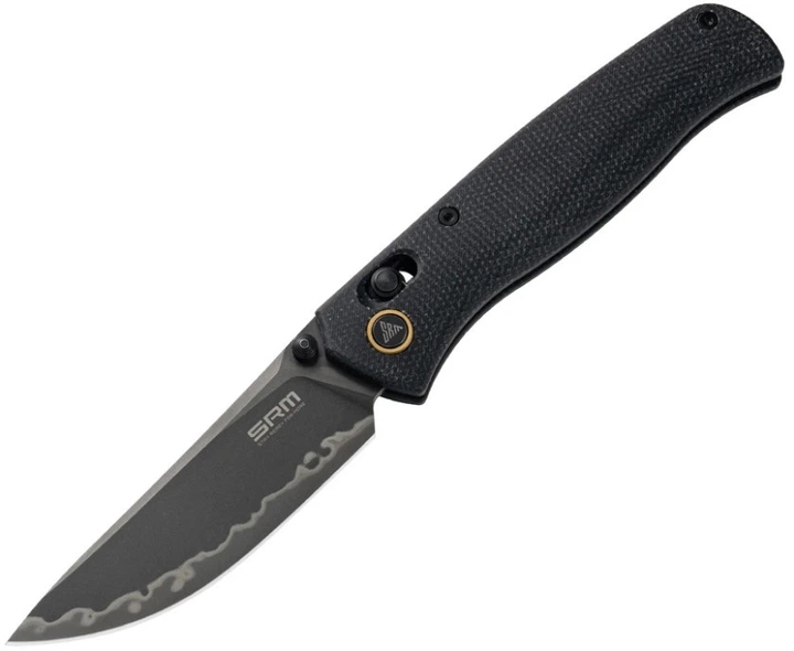 Нож SRM Medal 255L-MB3 складной туристический Ambi Lock 140Cr / Micarta 8.2 см Черный - изображение 3