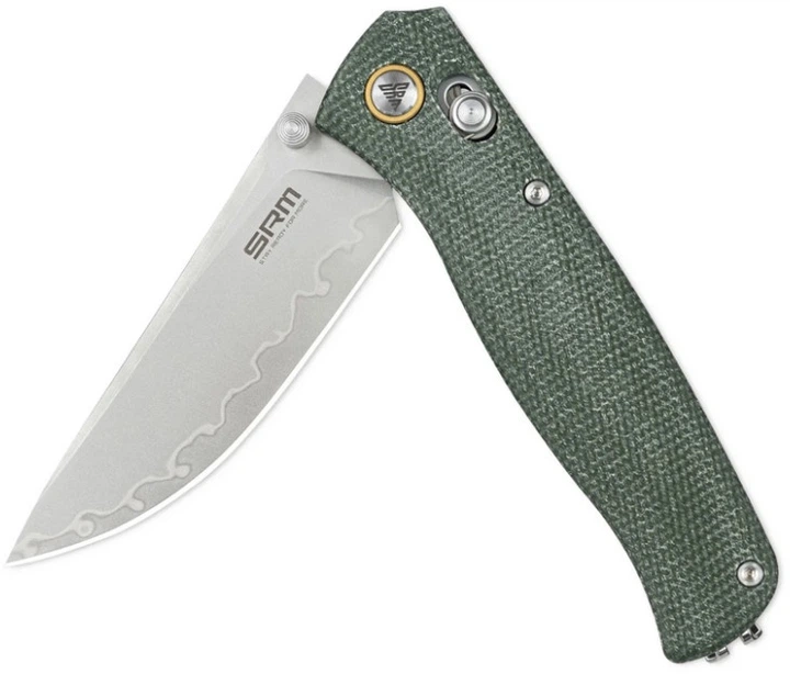 Нож SRM Medal 255L-MG3 складной туристический Ambi Lock 140Cr / Micarta 8.2 см Зеленый - изображение 2