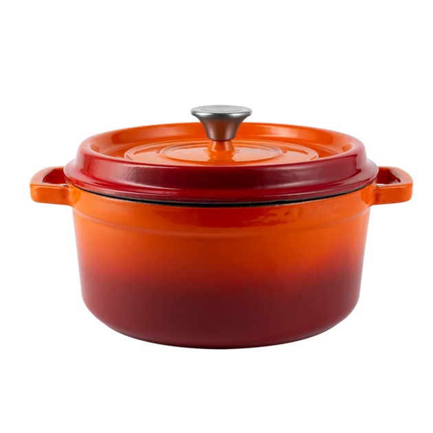 Ретро каструля Vintage Cuisine чавунна з кришкою 2.2 л Помаранчевий градієнт (VC-POT22CI-ORN) - Фото 2 Ретро каструля Vintage Cuisine чавунна з кришкою 2.2 л Помаранчевий градієнт (VC-POT22CI-ORN) - изображение 2