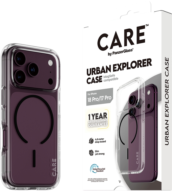 Etui CARE by PanzerGlass Solo MagSafe do Apple iPhone 17 Pro Transparent Black (CR04856) - Zdjęcie 5 Etui CARE by PanzerGlass Solo MagSafe do Apple iPhone 17 Pro Transparent Black (CR04856) - obraz 5