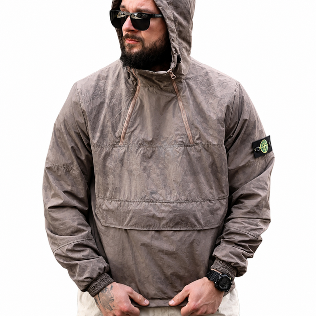 Чоловічий анорак Stone Island TR6850 бежевий вітровка плащівка з капюшоном urban tactical XL - Фото 1 Чоловічий анорак Stone Island TR6850 бежевий вітровка плащівка з капюшоном urban tactical XL - зображення 1