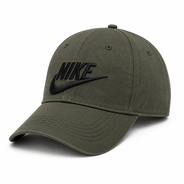 Кепка чоловіча Nike хакі із чорним лого, кепка чоловіча літня хакі - Фото 1 Кепка чоловіча Nike хакі із чорним лого, кепка чоловіча літня хакі - зображення 1