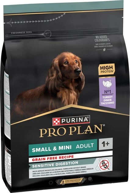 Сухий корм для дорослих собак з чутливим травленням Purina Pro Plan Small&Mini 1+ Sensitive Digestion беззерновий з індичкою 2.5 кг - изображение 2