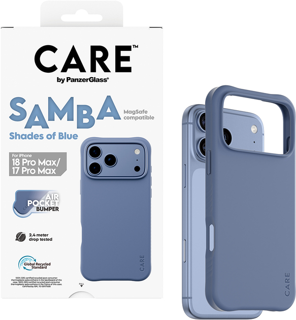 Etui CARE by PanzerGlass Fashionable Case Samba Black w. MagSafe do Apple iPhone 17 Pro Max Blue (CR57864) - obraz 5