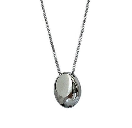 Цепочка Fashion Jewerly с кулоном Олива с титановой стали удлиненная подвеска колье с кулоном овал капля, серебристая (SVS) - изображение 3