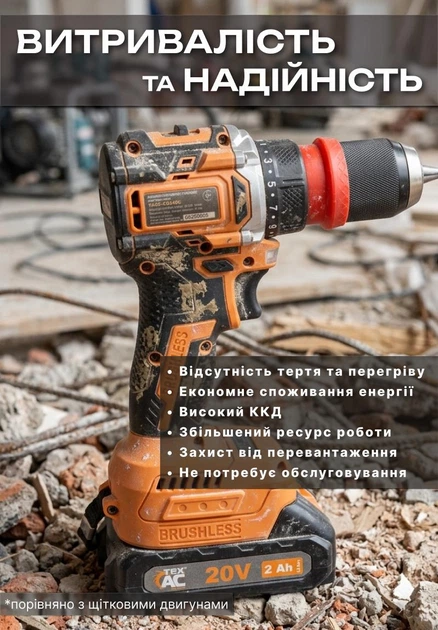 Акумуляторний шурупокрут безщітковий Tex.AC TAOE-CD34DC - изображение 10