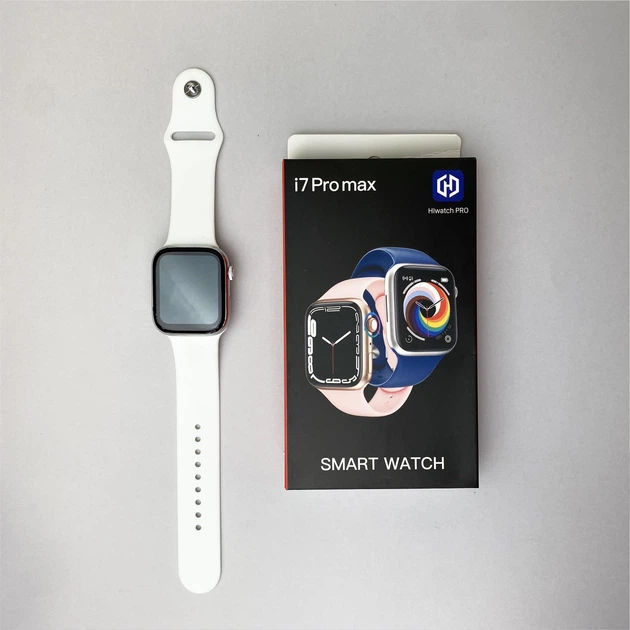 Смарт-часы Smart Watch i7 Pro Max унисекс 45 мм с пульсометром силиконовые Белые - изображение 3