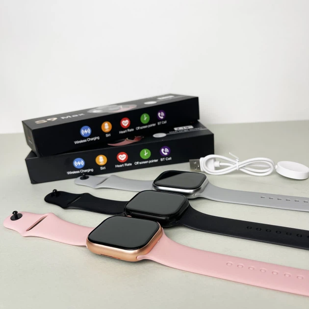 Умные часы Smart S9 Max для взрослых с пульсометром и силиконовым ремешком Розовые - Фото 6 Умные часы Smart S9 Max для взрослых с пульсометром и силиконовым ремешком Розовые - изображение 6