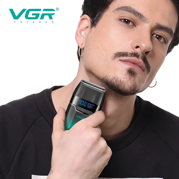 Електробритва VGR V-308 Green шейвер подвійне лезо 9000 RPM LED Display - изображение 7