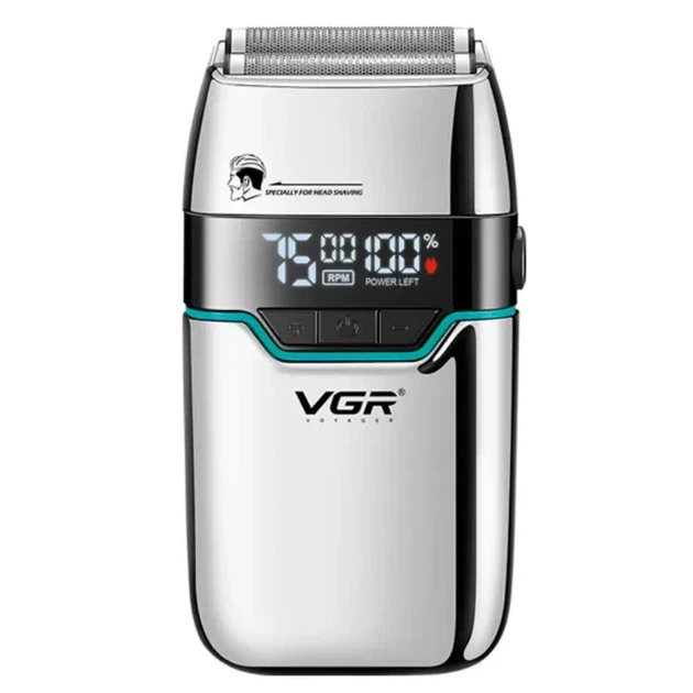 Електробритва VGR V-350 Silver шейвер подвійне лезо LED-дисплей вологозахисту 2 насадки - Фото 2 Електробритва VGR V-350 Silver шейвер подвійне лезо LED-дисплей вологозахисту 2 насадки - зображення 2