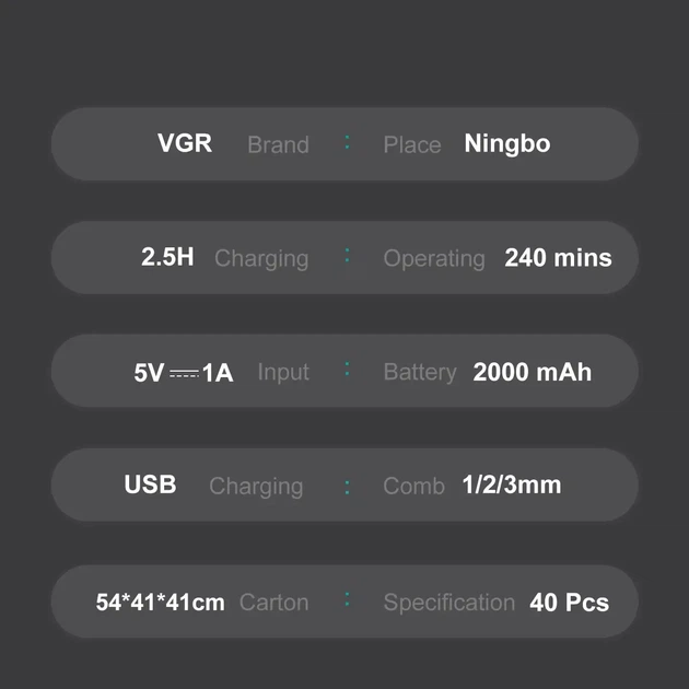 Тример VGR V-906 GREEN 3 насадки керамічне лезо режим TURBO 9000 RPM LED дисплей - изображение 2