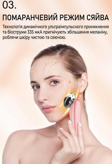 Микротоковый массажер для лица с функцией RF лифтинга и EMS для ухода за кожей лица 7в1 белый - изображение 6