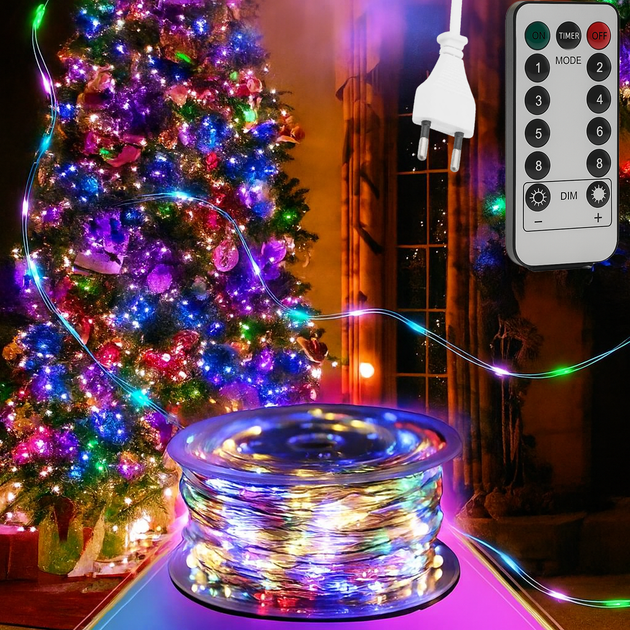 Светодиодная гирлянда LIGHT 350-RGB с пультом ДУ 350 ламп Микс для праздничного оформления фасада и интерьера уличная влагозащищенная 350 диодов - изображение 2