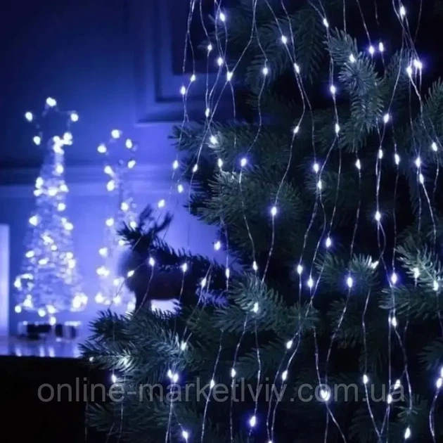 Гирлянда Конский хвост от сети, 2,5 м, 20 нитей, 500 LED, Холодный белый - изображение 2