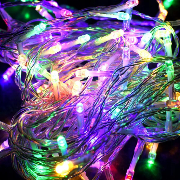 Світлодіодна гірлянда 300LED, від мережі, з прозорим проводом, Різнокольорова - Фото 1 Світлодіодна гірлянда 300LED, від мережі, з прозорим проводом, Різнокольорова - зображення 1
