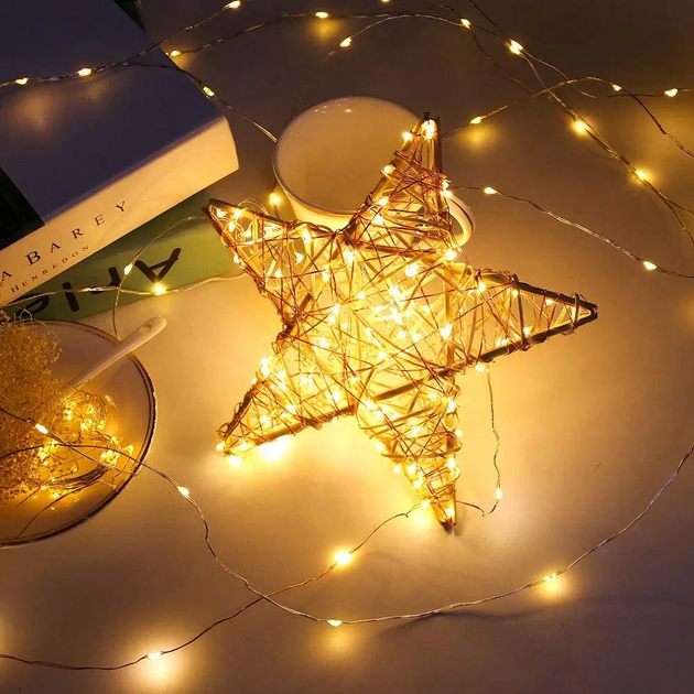 Гірлянда роса на батарейках та від USB, 10м, 100Led, Xmas, Тепле світло - Фото 8 Гірлянда роса на батарейках та від USB, 10м, 100Led, Xmas, Тепле світло - зображення 8