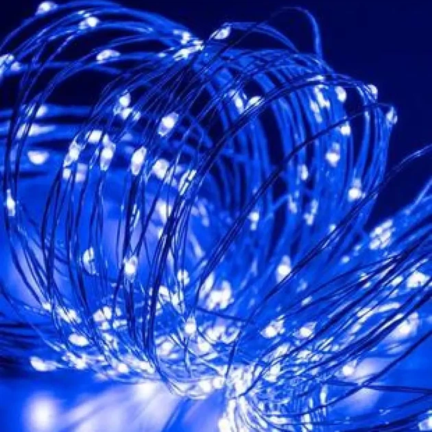 Гірлянда роса на батарейках та від USB, 5м, 50Led, Xmas, Синій - зображення 9