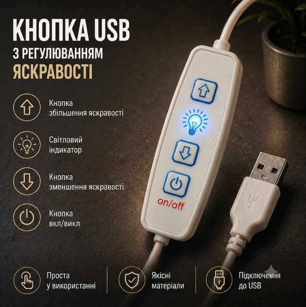 Светодиодная LED лента 3 метра с кнопками USB с регулировкой яркости - изображение 3