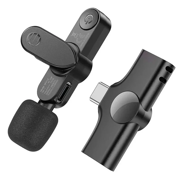 Петличный микрофон Borofone BFK12 Trophy Dual-mic беспроводной Lightning/Type-C черный - изображение 2