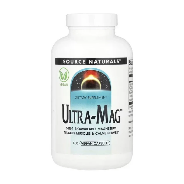 Капсулы Source Naturals Ultra-Mag с магнием и витамином B6 для нервной системы 180 шт - Фото 1 Капсулы Source Naturals Ultra-Mag с магнием и витамином B6 для нервной системы 180 шт - изображение 1