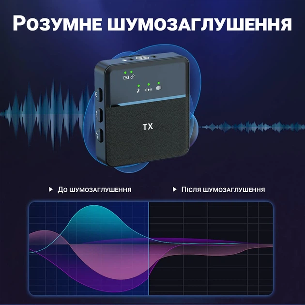 Безпровідний петличний мікрофон Savetek P36 Lightning з шумоподавленням пластик чорний - зображення 7