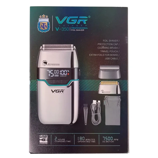 Електробритва VGR V-350 Silver шейвер подвійне лезо LED-дисплей водозахист 2 насадки - изображение 2