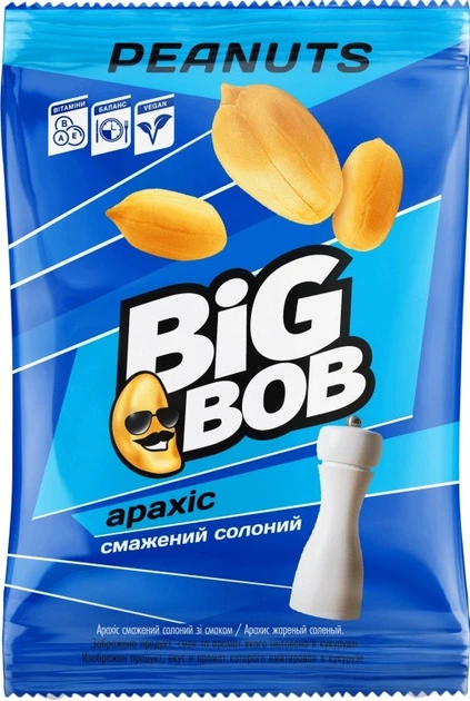 Арахіс смажений солоний Big Bob 30 г - Фото 1 Арахіс смажений солоний Big Bob 30 г - изображение 1
