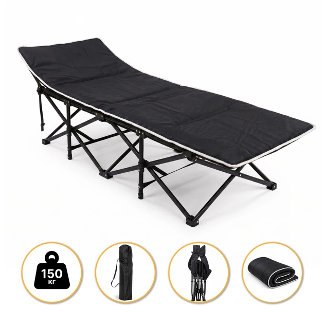 Туристическая раскладушка для отдыха с Mesh-матрасом LEOBRO до 150 кг Black (LB-CC-L1-BLK) - Фото 1 Туристическая раскладушка для отдыха с Mesh-матрасом LEOBRO до 150 кг Black (LB-CC-L1-BLK) - изображение 1