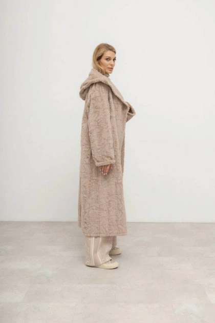 Женское двустороннее пальто с капюшоном и поясом ALBERTO BINI MKALB202-351 - 40/42, Бежевий - изображение 7
