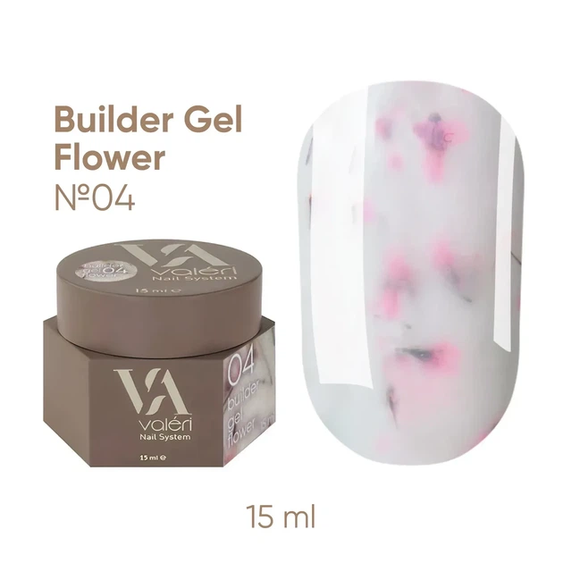 Гель с сухоцветами VALERI Builder Gel Flower 04, светло-розовый, 15 мл - Фото 1 Гель с сухоцветами VALERI Builder Gel Flower 04, светло-розовый, 15 мл - изображение 1