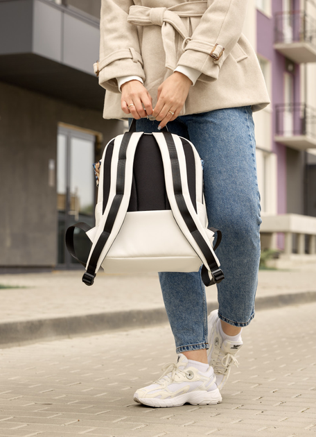 Жіночий міський повсякденний світлий рюкзак Sambag Aura з екошкіри з квітковим принтом - зображення 4