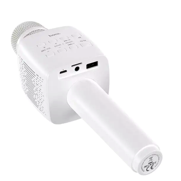 Микрофон Hoco BK5 беспроводной караоке для пения с Bluetooth 5 и шумоподавлением белый - изображение 2