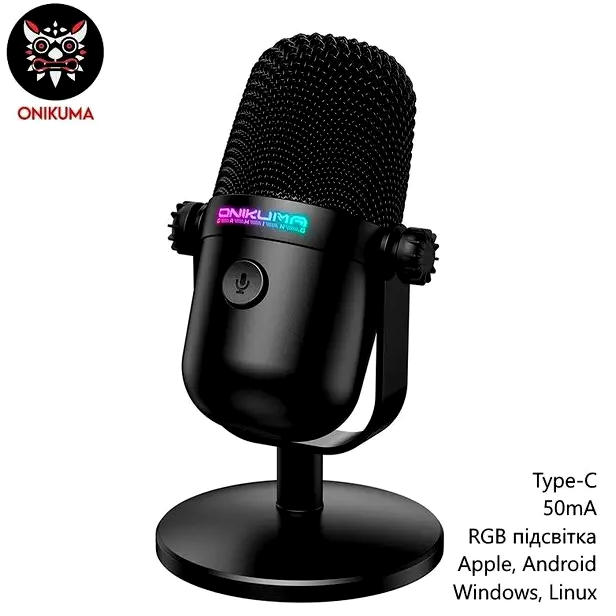 Микрофон Onikuma M830 конденсаторный USB Type-C для стриминга записи подкастов качественного звука - изображение 5