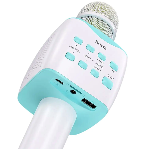 Микрофон Hoco BK5 беспроводной караоке для пения с Bluetooth 5 и шумоподавлением белый - изображение 7