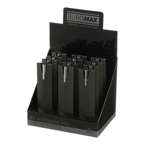 Ручка гелева авт. BUROMAX 83102-43 PRESTIGE SILVER 0,5мм синя, корпус зефірний (12) /BM.83102-43/ - изображение 4