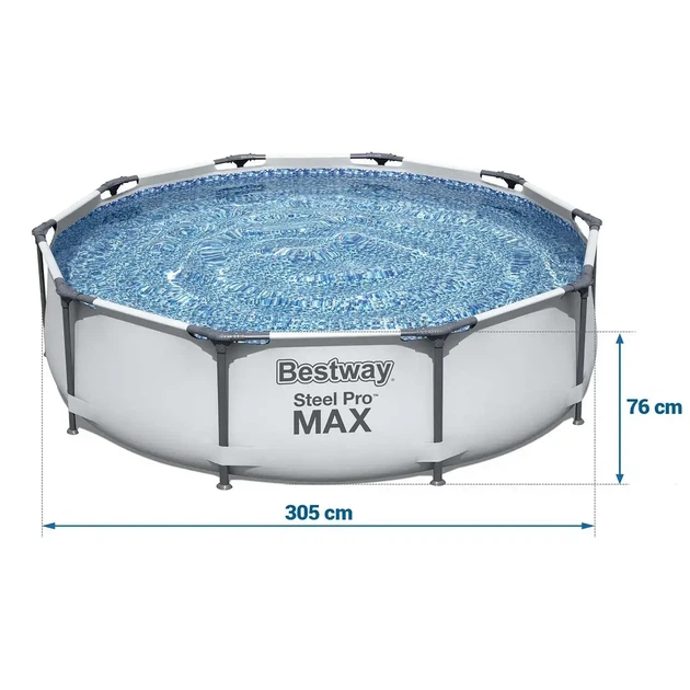 Каркасный бассейн Bestway Steel Pro MAX 56408 305×76 см 4678 л серый - изображение 2