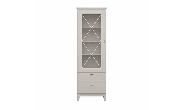 Витрина 1д2ш Miramare ДСП сосна белая 73,9х209,4х48,8 см - изображение 5