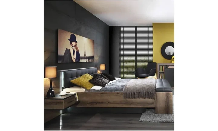 Ліжко двоспальне Bellevue BLQL161B з тумбами ламінована ДСП 160x200 Дуб болотний/Чорний дуб - Фото 9 Ліжко двоспальне Bellevue BLQL161B з тумбами ламінована ДСП 160x200 Дуб болотний/Чорний дуб - зображення 9