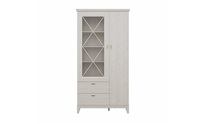 Витрина двустворчатая Мирамаре MMRV822L ДСП сосна белая 113,5х209,4х48,8 см - изображение 5