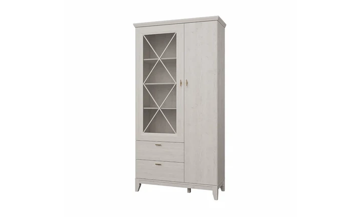 Витрина двустворчатая Мирамаре MMRV822L ДСП сосна белая 113,5х209,4х48,8 см - изображение 7
