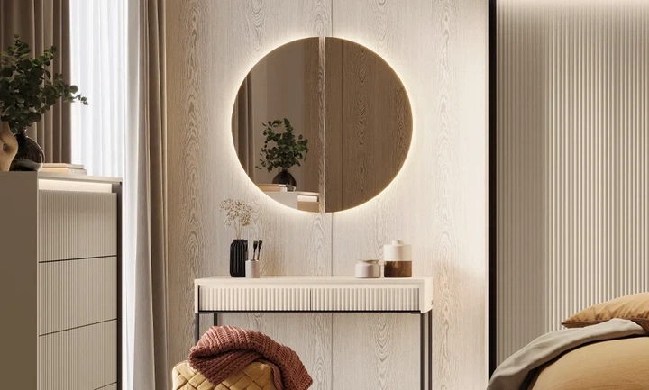 Зеркало Trend TS-07 круглое с LED-подсветкой ламинированное ДСП 90х90 см бежевое - изображение 3