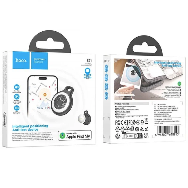 Трекер Hoco E91 Smart Tag 230 mAh ABS Белый - изображение 2