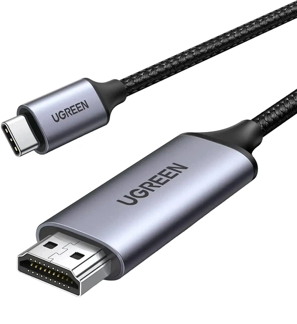 Кабель UGREEN MM142 USB-C to HDMI Male to Male Cable Aluminum Shell 1.5m (Gray Black)(UGR-50570) - Фото 1 Кабель UGREEN MM142 USB-C to HDMI Male to Male Cable Aluminum Shell 1.5m (Gray Black)(UGR-50570) - изображение 1