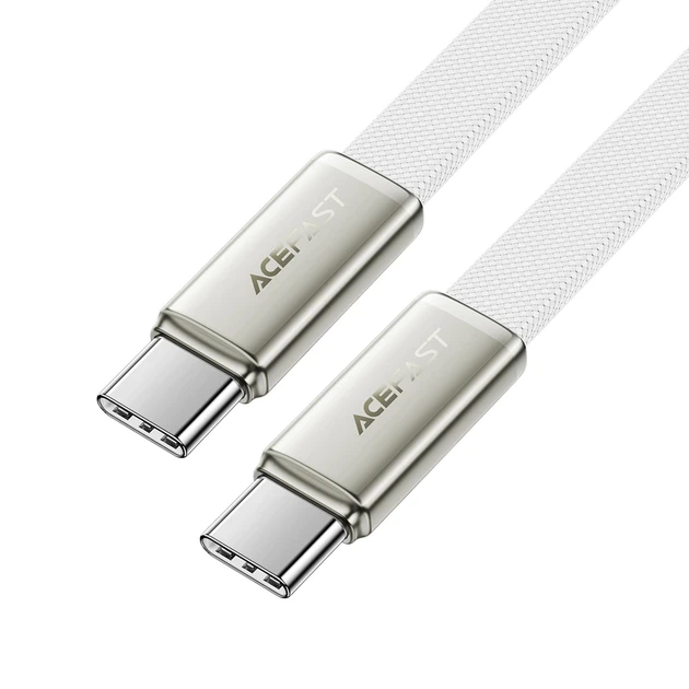 Кабель ACEFAST C24-03, Type-C to Type-C, 60W, 3A, 1.2m, Braided wire, Zinc alloy + TPE connectors, White - Фото 3 Кабель ACEFAST C24-03, Type-C to Type-C, 60W, 3A, 1.2m, Braided wire, Zinc alloy + TPE connectors, White - изображение 3