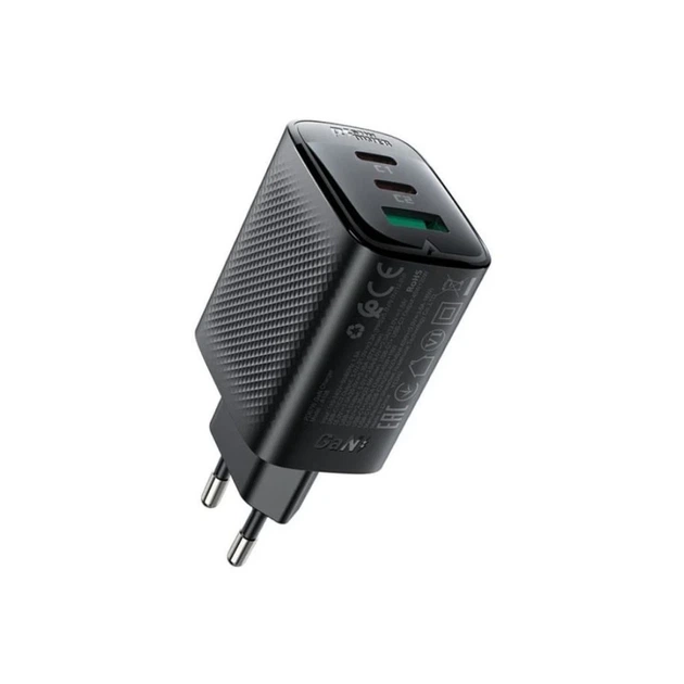 Мережевий зарядний пристрій ACEFAST A108 PD67W GaN (2*USB-C+USB-A) charger Black - изображение 3