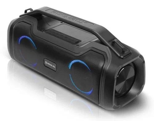Колонка портативна 2.0 REAL-EL X-747 Black, 2 x 25 Вт, пластиковий корпус, Bluetooth, MicroSD / USB, IPX5, живлення від акумулятора, 2x3600мА * год, керування зверху - изображение 2