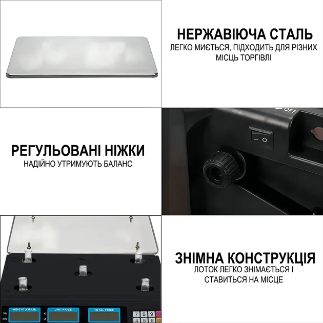 Электронные торговые весы Digital Lion ACS-A9 до 30 кг точность 5 г нержавеющая сталь черные - изображение 8