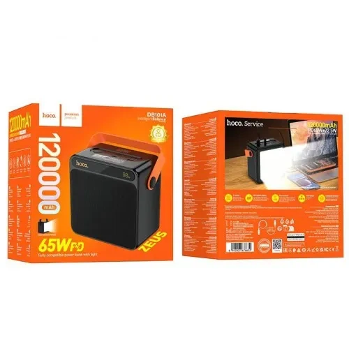 Павербанк Power Bank HOCO DB101A Zeus 120000 mAh 65W PD Black с цифровым дисплеем - изображение 2