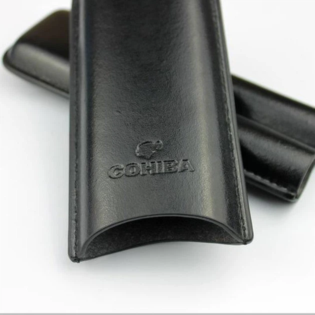 Елітний шкіряний сигарний чохол Cohiba на 2 сигари і гільйотину, компактний футляр для зберігання/транспортування сигар - зображення 2