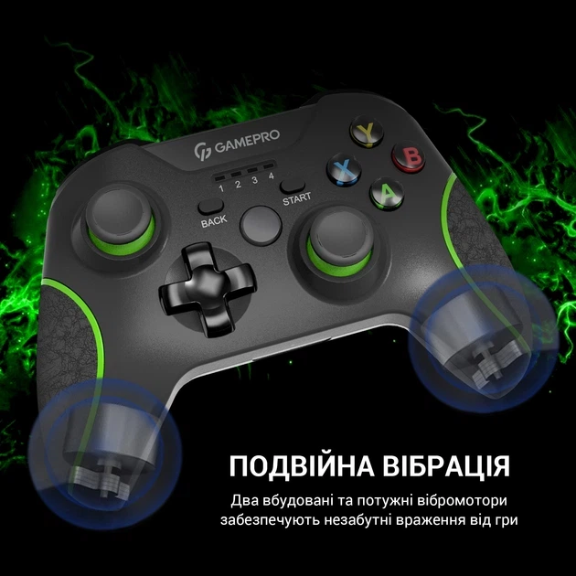 Геймпад GamePro MG650B бездротовий USB 2.4GHz 10 кнопок 2 аналогові стіки подвійна вібрація Чорний (MG650B) - Фото 4 Геймпад GamePro MG650B бездротовий USB 2.4GHz 10 кнопок 2 аналогові стіки подвійна вібрація Чорний (MG650B) - зображення 4
